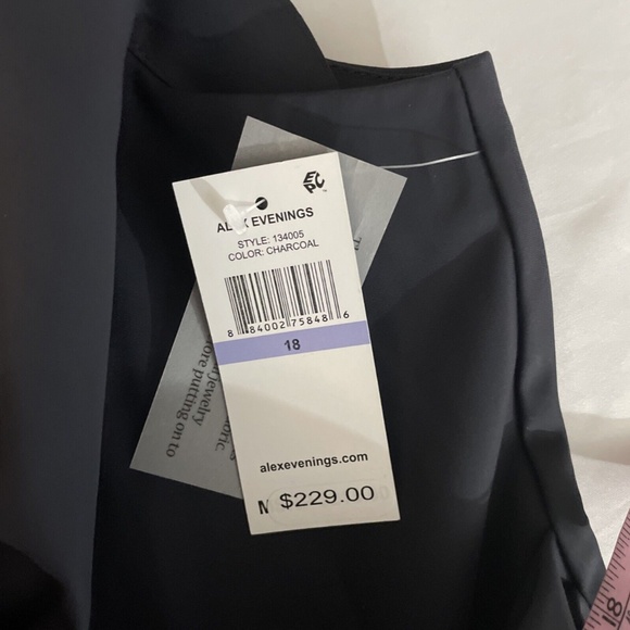 NWT $229 Alex Evenings [ 18 ] Side Ruched‎ Cocktail Dress in Charcoal - Picture 5 of 14